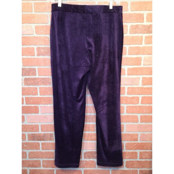 Purple Velour Zipper Jacket Pants Suit Set Casual Soft Tracksuit Luxe Size L - Picture 5 of 11